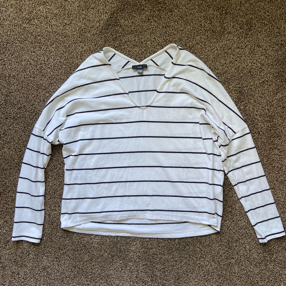 RUTI White and Black Striped Longsleeve XS